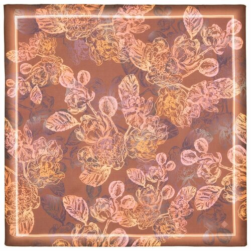 Платок Павловопосадская платочная мануфактура,80х80 см, розовый, оранжевый