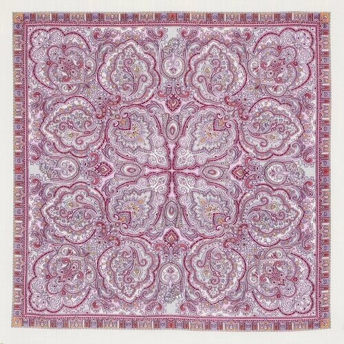 Платок Павловопосадская платочная мануфактура,89х89 см, розовый, фиолетовый
