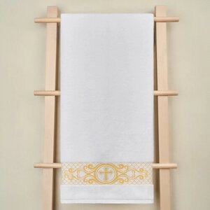 Полотенце крестильное махровое 70x140 с вышивкой, белый