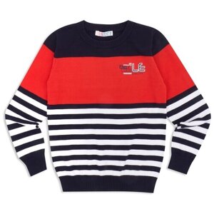 Пуловер Me & We, размер 134, красный, синий