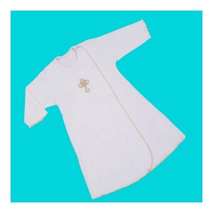 Рубашечка крестильная с запахом, цвет: белый с вышивкой, р. 44 (68) 100% х/б
