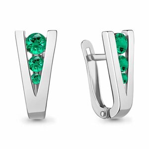 Серьги Diamant online, серебро, 925 проба, изумруд синтетический, зеленый