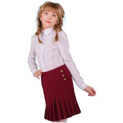 Школьная юбка Инфанта, плиссированная, мини, размер 134-64, бордовый
