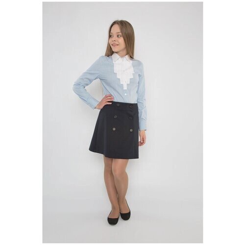Школьная юбка с запахом Шалуны, миди, размер 44, 164, синий