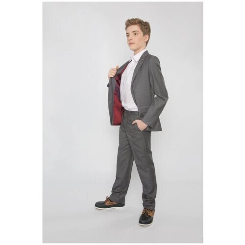 Школьный пиджак Шалуны, внутренний карман, однобортный, подкладка, размер 36, 146, серый