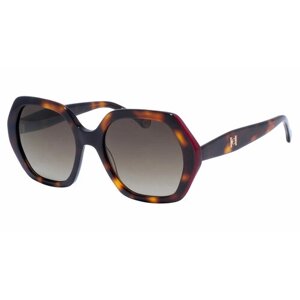 Солнцезащитные очки CAROLINA HERRERA, шестиугольные, оправа: пластик, для женщин, коричневый