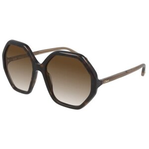 Солнцезащитные очки Chloe, шестиугольные, с защитой от УФ, градиентные, для женщин, коричневый