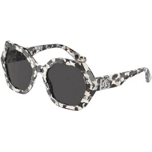 Солнцезащитные очки DOLCE & GABBANA, шестиугольные, оправа: пластик, для женщин, черный