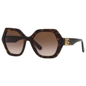 Солнцезащитные очки DOLCE & GABBANA, шестиугольные, оправа: пластик, градиентные, для женщин, коричневый