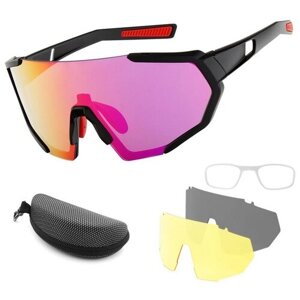 Солнцезащитные очки Grand Price, монолинза, оправа: пластик, спортивные, фотохромные, поляризационные, для мужчин, черный