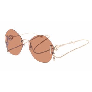 Солнцезащитные очки GUCCI, фигурные, оправа: металл, для женщин, золотой