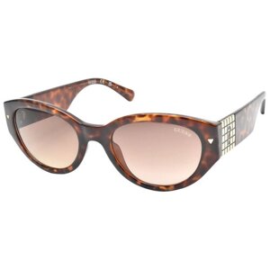 Солнцезащитные очки GUESS, овальные, оправа: пластик, градиентные, для женщин, коричневый