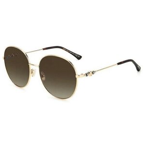 Солнцезащитные очки Jimmy Choo, круглые, оправа: металл, с защитой от УФ, для женщин, коричневый