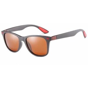 Солнцезащитные очки , квадратные, оправа: пластик, с защитой от УФ, поляризационные, коричневый