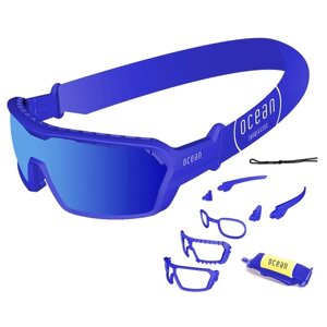 Солнцезащитные очки OCEAN, монолинза, ударопрочные, спортивные, зеркальные, с защитой от УФ, поляризационные, устойчивые к появлению царапин, синий