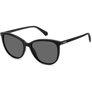 Солнцезащитные очки Polaroid, кошачий глаз, оправа: пластик, с защитой от УФ, поляризационные, для женщин, черный