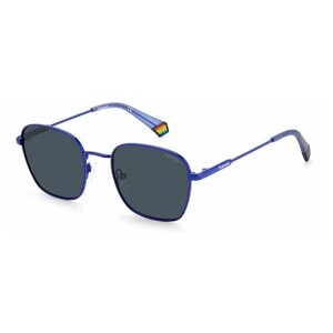 Солнцезащитные очки Polaroid, квадратные, оправа: металл, поляризационные, с защитой от УФ, синий