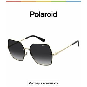 Солнцезащитные очки Polaroid, квадратные, оправа: металл, устойчивые к появлению царапин, поляризационные, для женщин, золотой
