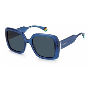 Солнцезащитные очки Polaroid, квадратные, оправа: пластик, устойчивые к появлению царапин, поляризационные, с защитой от УФ, для женщин, синий