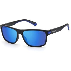 Солнцезащитные очки Polaroid, прямоугольные, с защитой от УФ, зеркальные, поляризационные, черный