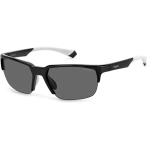 Солнцезащитные очки Polaroid, прямоугольные, спортивные, поляризационные, с защитой от УФ, серый