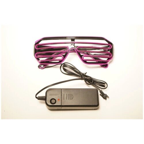 Светящиеся очки с сиреневой неоновой подсветкой и блоком питания от батареек