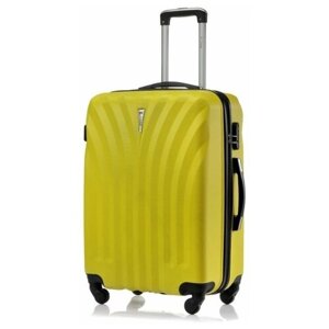 Умный чемодан L'case, ABS-пластик, опорные ножки на боковой стенке, жесткое дно, 100 л, размер L, желтый