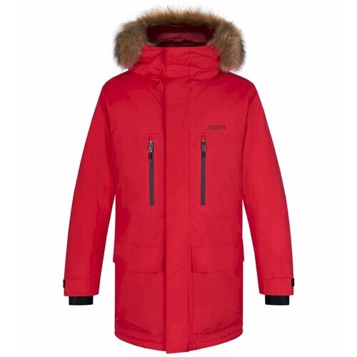 Ветровка NORPPA, демисезон/зима, съемный мех, манжеты, утепленная, светоотражающие элементы, несъемный капюшон, карманы, размер XL, красный