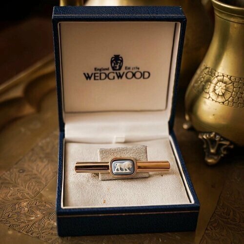 Зажим для галстука Wedgwood, голубой, золотой