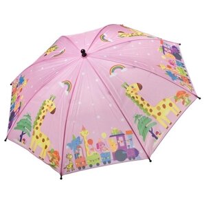 Зонт BONDIBON, авто, полиэстер, диам19", розовый с жирафиком