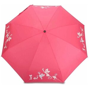 Зонт Dolphin, механика, 3 сложения, 9 спиц, чехол в комплекте, для женщин, розовый