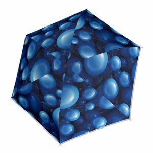 Зонт Knirps, механика, 3 сложения, купол 90 см., 6 спиц, со светоотражающими элементами, голубой, синий