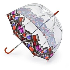 Зонт-трость FULTON, механика, купол 84 см., 8 спиц, система «антиветер», прозрачный, для женщин, мультиколор