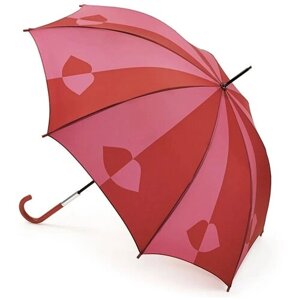 Зонт-трость FULTON, механика, купол 89 см., 8 спиц, система «антиветер», для женщин, красный, розовый