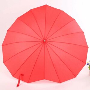 Зонт-трость механика, купол 100 см., 16 спиц, красный