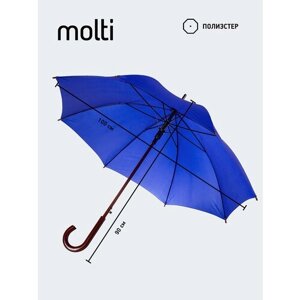 Зонт-трость molti, полуавтомат, купол 100 см., 8 спиц, деревянная ручка, синий