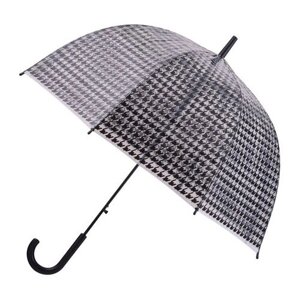 Зонт-трость Мультидом, полуавтомат, купол 80 см., прозрачный, для женщин, черный, бесцветный