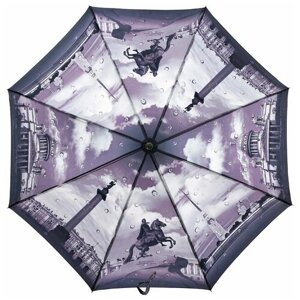 Зонт-трость PLANET, полуавтомат, купол 102 см., 8 спиц, фиолетовый, мультиколор