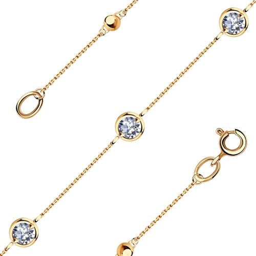 Браслет Diamant online, золото, 585 проба, фианит, длина 24 см.