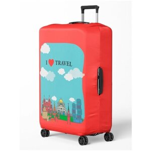 Чехол для чемодана , размер S, красный, голубой