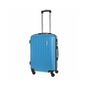 Чемодан L'case, ABS-пластик, текстиль, опорные ножки на боковой стенке, 54 л, размер M, синий