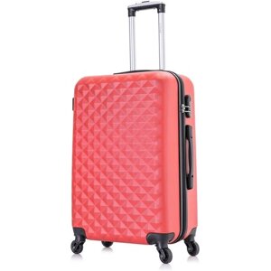 Чемодан на колесах Lcase Phatthaya. Средний М, АВС пластик. Красный дорожный чемодан на колесиках для путешествий и поездок.