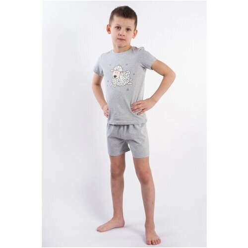 Детская пижама Diva Kids: футболка и шорты, 110 размер, серый, с принтом/ домашний комплект для девочки/ домашний комплект для мальчика
