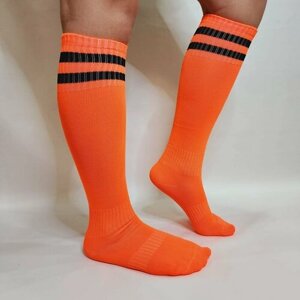 Гетры футбольные , размер 30-37, черный, оранжевый