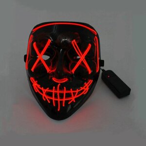 Карнавальная маска светодиодная "Гай Фокс", световая, цвет красный