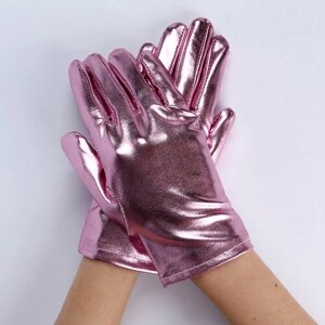 Карнавальнеый аксессуар- перчатки , цвет розовый металлик , искусственная кожа, "Страна Карнавалия"