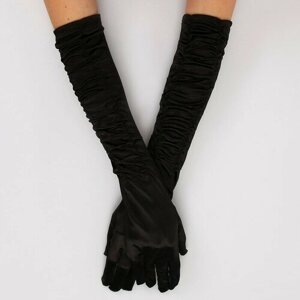 Карнавальный аксессуар - перчатки со сборкой, цвет черный, "Страна Карнавалия"