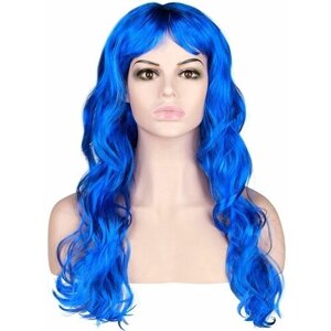 Карнавальный праздничный парик из искусственного волоса Riota Локоны, 160 гр, синий, 1 шт.
