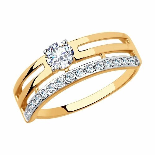 Кольцо Diamant, красное золото, 375 проба, фианит, размер 17