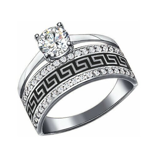 Кольцо Diamant online, серебро, 925 проба, фианит, эмаль, размер 20